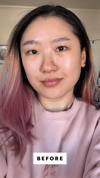 Han before applying the Ilia Sun Serum Mineral Sunscreen SPF 50